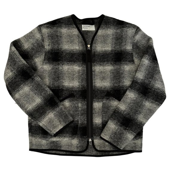 Universal Works Wool Fleece Check Zip Liner Jacket - Picture 1 of 3